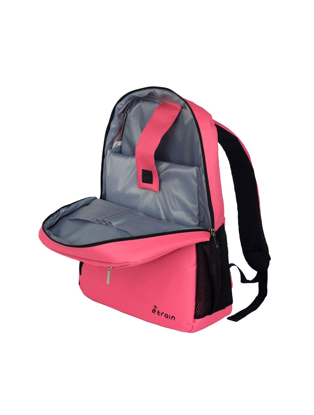 E-train Backpack bag, Fit Up to 15.6"  with laptop compartment, Nylon Material Pink color