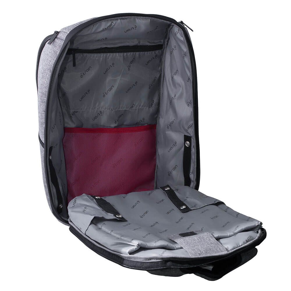E-train Laptop Backpack Made by High Quality Nylon Material, Fits Up to 15.6”, Gray