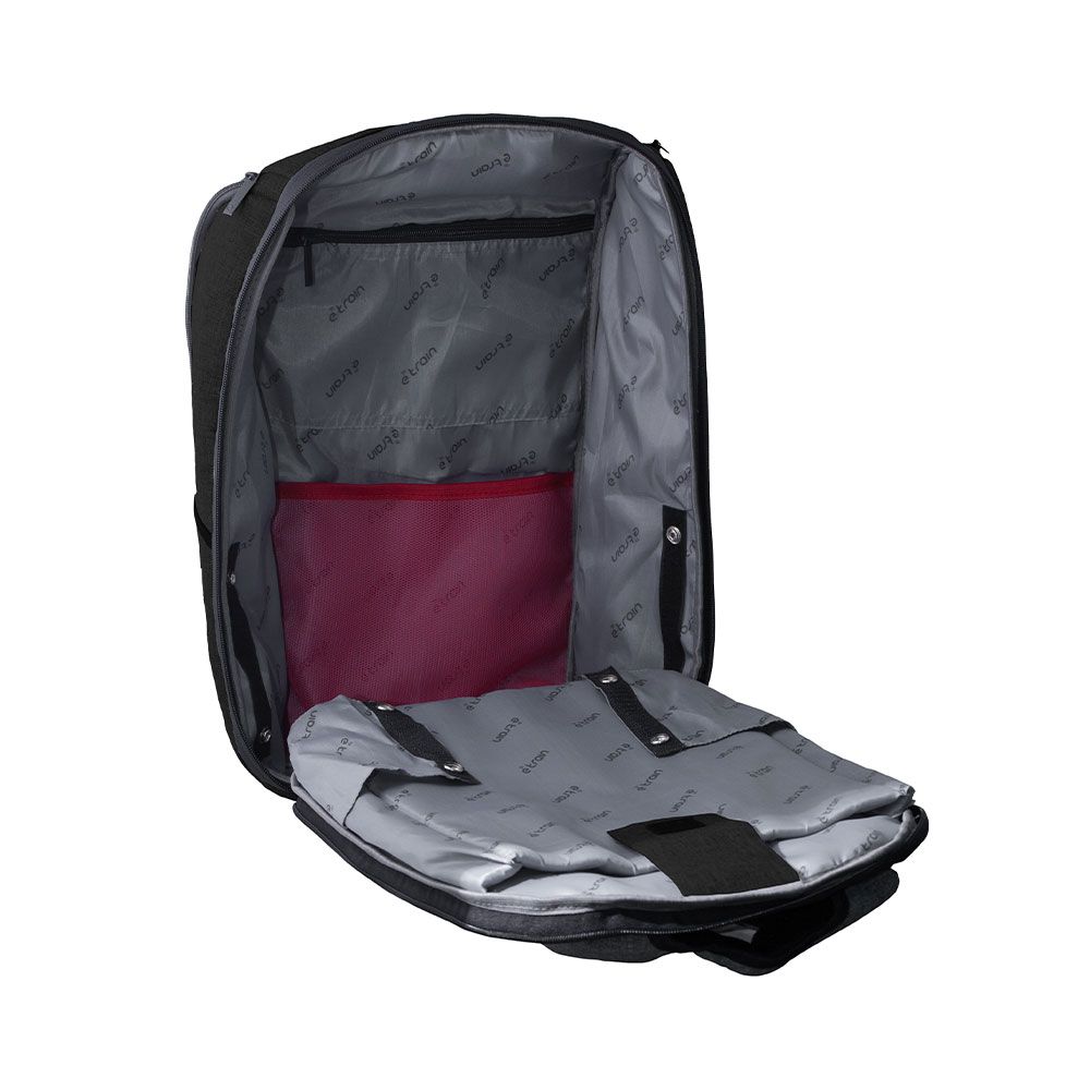 E-train Laptop Backpack Made by High Quality Nylon Material, Fits Up to 15.6”, Black