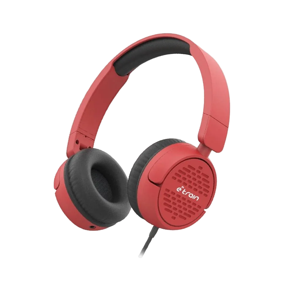 Etrain Wired Stereo Foldable Headphone with MIC, 1.5M, Red