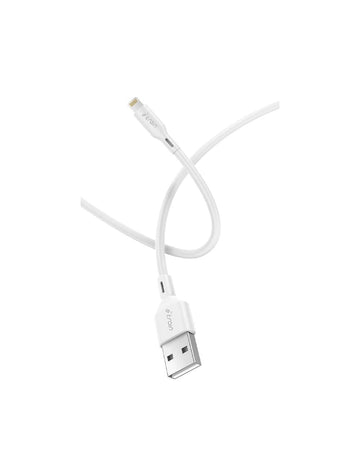 E-train USB-A to Lightning Cable, ideal for charging, syncing, and transferring data, PVC, 5V 2.4A, 1M, White
