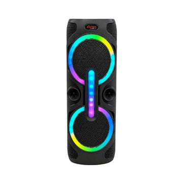 مكبر صوت بلوتوث إي ترين RGB بقوة 10 واط*2، بطارية 3000 مللي أمبير، USB، TF، AUX، مع ميكروفون سلكي، أسود